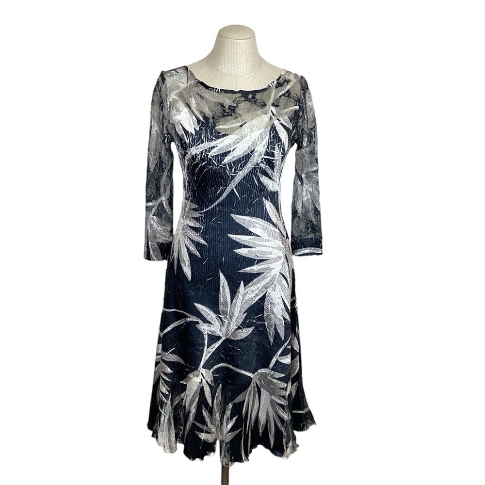 KOMAROV Lace Floral Dress